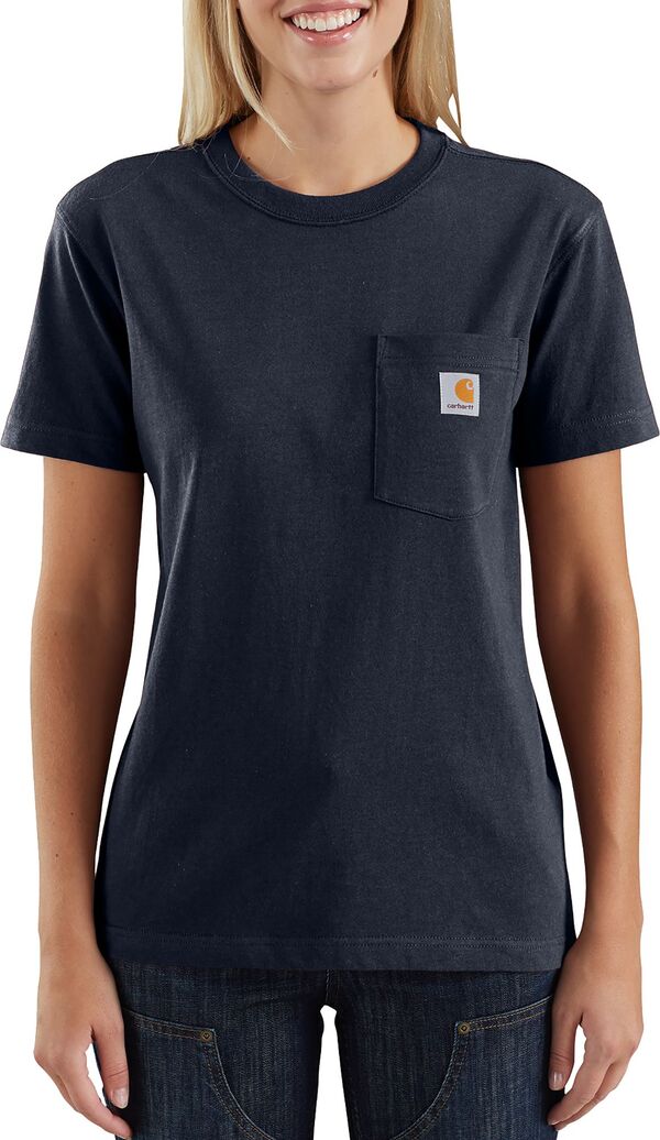 【送料無料】 カーハート レディース Tシャツ トップス Carhartt Women's WK87 Workwear Pocket SS T-Shirt Navy