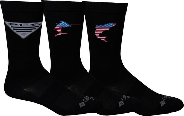 【送料無料】 コロンビア レディース 靴下 アンダーウェア Columbia PFG Crew Socks - 3 Pack Black