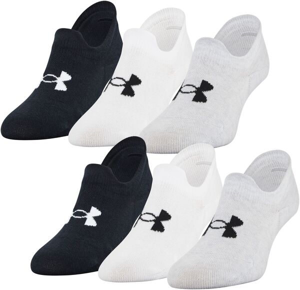 【送料無料】 アンダーアーマー メンズ 靴下 アンダーウェア Under Armour Men's Essential Ultra Low Tab Socks - 6 Pack Grey/White/Black