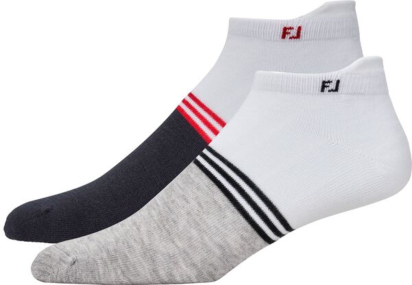 【送料無料】 フットジョイ メンズ 靴下 アンダーウェア FootJoy Men's ProDry Roll Tab Golf Socks - 2 Pack Navy/Heathered Grey その1