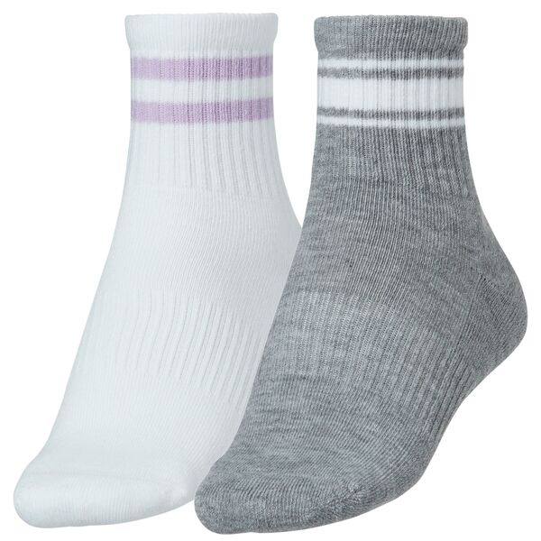 yz L[ fB[X C A_[EFA CALIA Women's Quarter Crew 2-Pack Socks Light Heather Grey/White