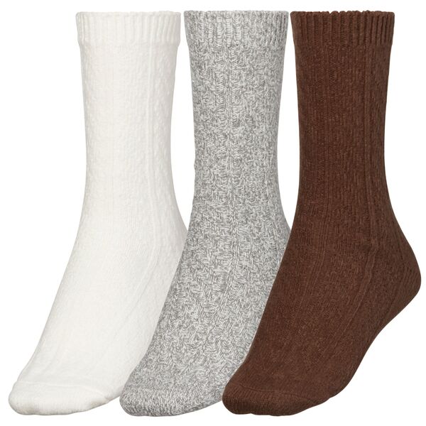 【送料無料】 キャリー レディース 靴下 アンダーウェア CALIA Women 039 s Holiday Cable Knit Socks - 3 Pack Cloud/Heather Grey/Coffee