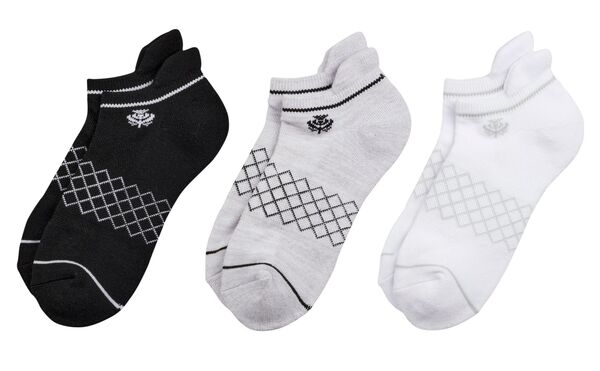 yz EH^[w[Q fB[X C A_[EFA Walter Hagen Women's Low Cut Golf Socks - 3 Pack White/Black/Grey