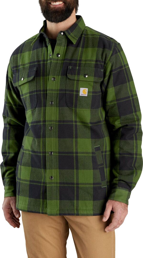 【送料無料】 カーハート メンズ シャツ トップス Carhartt Men's Flannel Sherpa Lined Shirt Jacket Chive