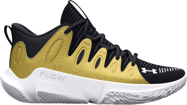 【送料無料】 アンダーアーマー レディース スニーカー シューズ Under Armour Women 039 s Flow Breakthru 4 Basketball Shoes Black/Metallic Gold/White