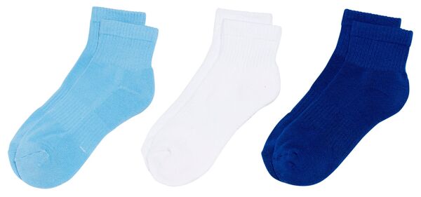 yz DSG fB[X C A_[EFA DSG Adult Fashion Quarter Socks - 3 Pack Blue/White