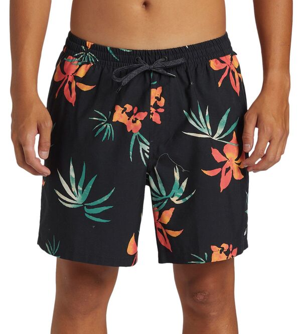【送料無料】 クイックシルバー メンズ ハーフパンツ・ショーツ 水着 Quicksilver Men's Everyday Mix Volley 17" Elastic Waist Shorts Black