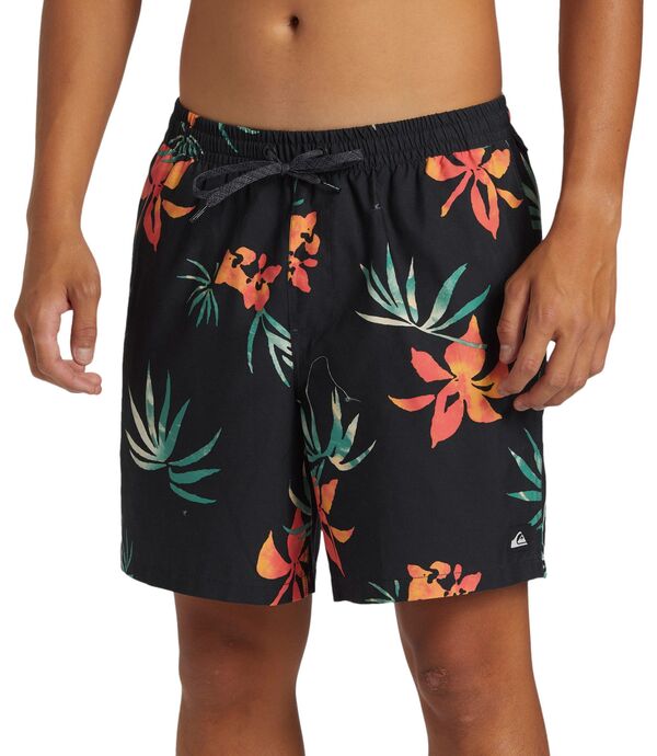 【送料無料】 クイックシルバー メンズ ハーフパンツ・ショーツ 水着 Quicksilver Men's Everyday Mix Volley 17" Elastic Waist Shorts Black