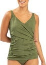 【送料無料】 ドルフィン レディース トップのみ 水着 Dolfin Women's Solid Wrap Front Tankini Swim Top Olive(4)