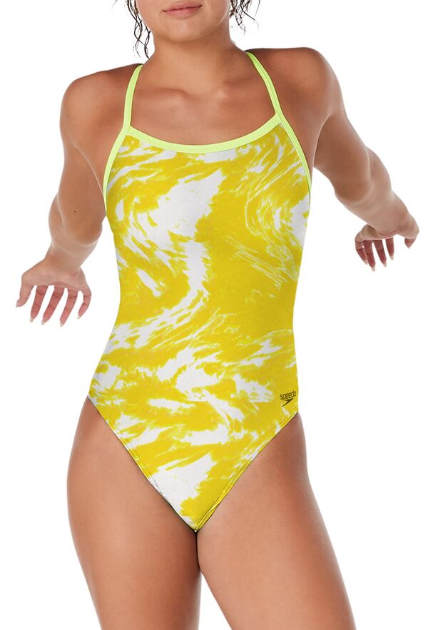 【送料無料】 スピード レディース 上下セット 水着 Speedo Women's Cyclone Swirl Flyback Gold
