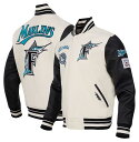 【送料無料】 プロスタンダード メンズ ジャケット・ブルゾン アウター Pro Standard Men's Miami Marlins Wool Varsity Jacket Cream