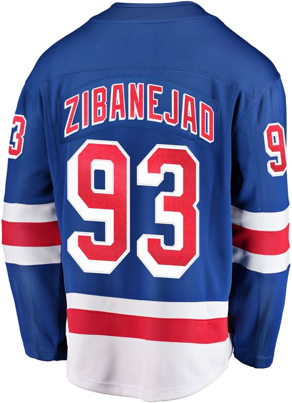 【送料無料】 ファナティクス メンズ 帽子 アクセサリー NHL Men's New York Rangers Mika Zibanejad #93 Home Replica Jersey