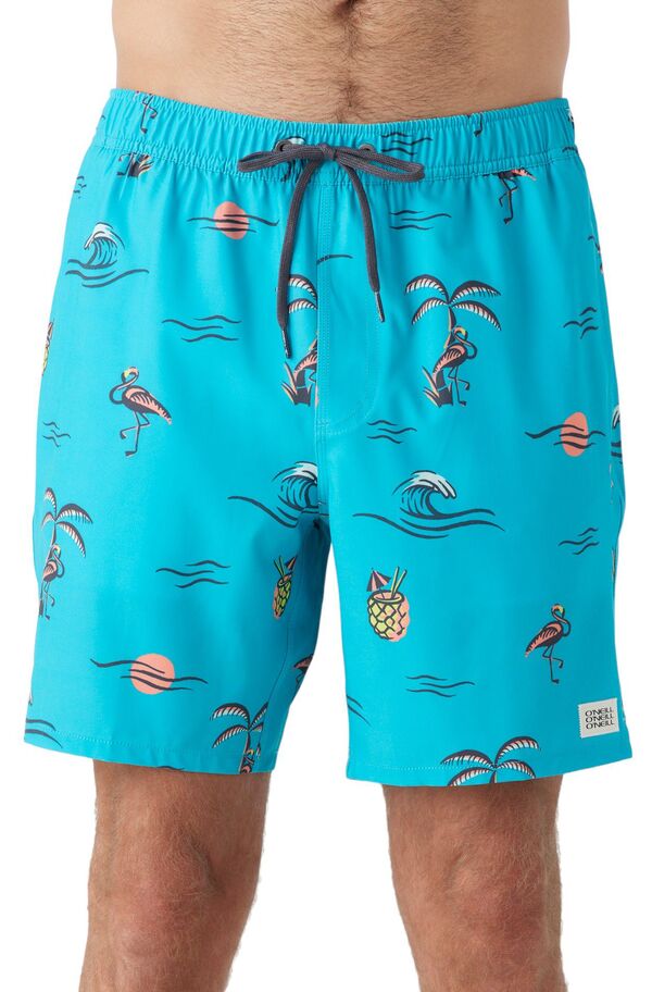 【送料無料】 オニール メンズ ハーフパンツ・ショーツ 水着 O'Neill Men's Hermosa Lined Elastic Waist 17 in. Boardshorts Peacock Blue