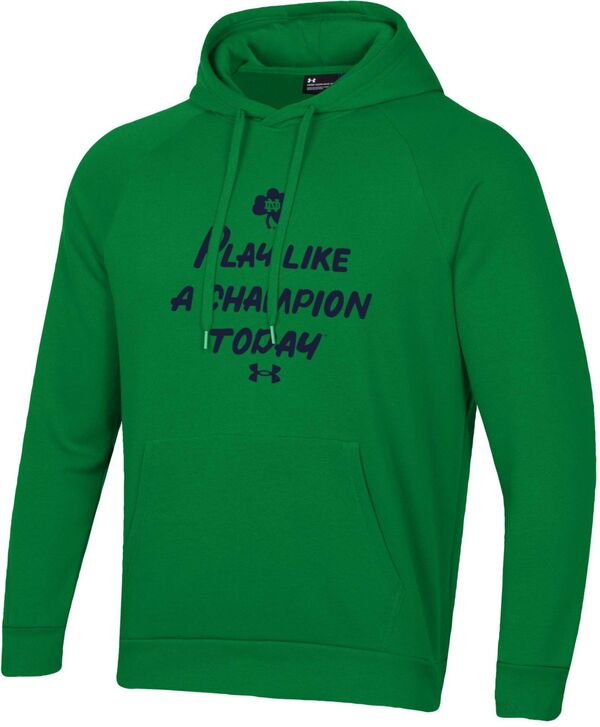 【送料無料】 アンダーアーマー メンズ Tシャツ トップス Under Armour Men's Notre Dame Fighting Irish Green Play Like a Champ Hoodie