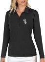 【送料無料】 アンティグア レディース ポロシャツ トップス Antigua Women's Chicago White Sox Tribute Long Sleeve Performance Black Polo