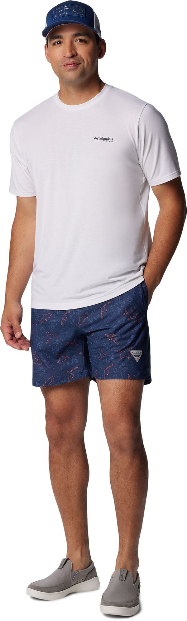 【送料無料】 コロンビア メンズ ハーフパンツ・ショーツ 水着 Columbia Men's 6" Inseam PFG Rambler Swim Short Nocturnal Cast N Blast