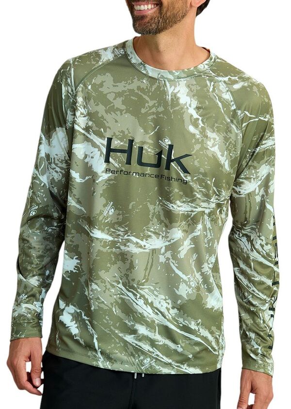 ̵ եå  T ȥåץ HUK Men's Mossy Oak Pursuit Crew Neck Long Sl...