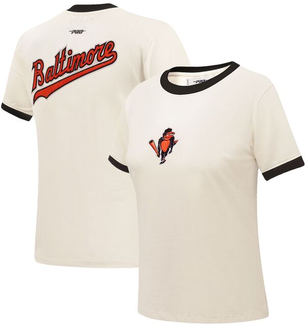 【送料無料】 プロスタンダード レディース Tシャツ トップス Pro Standard Women's Baltimore Orioles Cream Slim T-Shirt