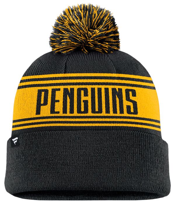 【送料無料】 ファナティクス メンズ 帽子 ニットキャップ アクセサリー NHL Adult Pittsburgh Penguins 2024 Enforce Black Pom Beanie