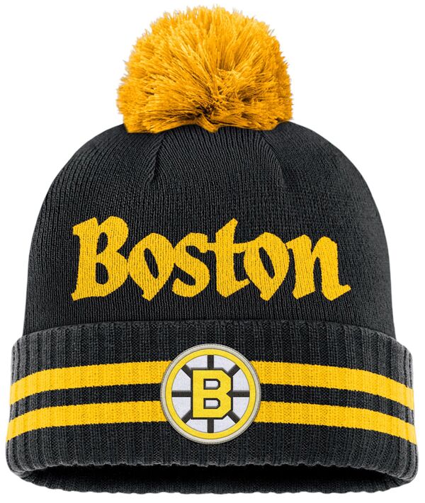 【送料無料】 ファナティクス メンズ 帽子 ニットキャップ アクセサリー NHL Adult Boston Bruins 2024 Blindside Black Pom Knit Beanie