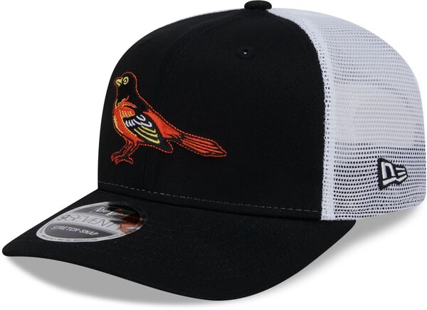 楽天ReVida 楽天市場店【送料無料】 ニューエラ メンズ 帽子 アクセサリー New Era Baltimore Orioles Black Cotton 9Seventy Stretch Snap Trucker