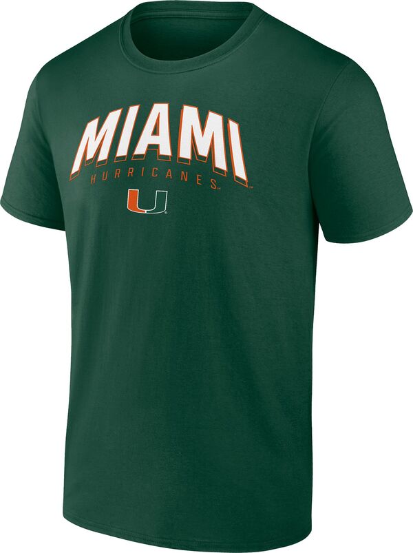 【送料無料】 ファナティクス メンズ Tシャツ トップス NCAA Men's Miami Hurricanes Green Skyward Logo T-Shirt