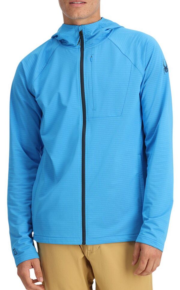【送料無料】 スパイダー メンズ パーカー・スウェット アウター Spyder Men's Gridweb Fleece Hoodie Aether Blue