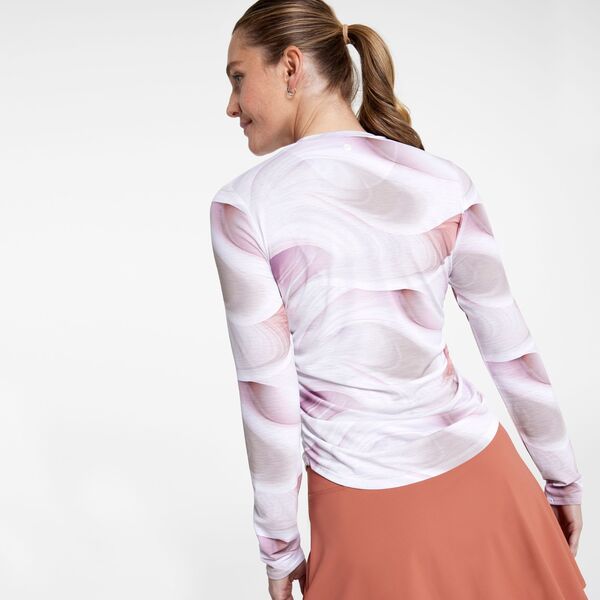 【送料無料】 キャリー レディース シャツ トップス CALIA Women's Tissue Texture Long Sleeve Golf Crew Dunes Coral