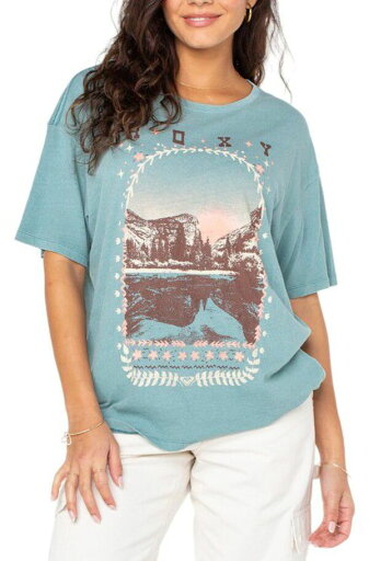 【送料無料】 ロキシー レディース Tシャツ トップス Roxy Women's Folk Mountain Oversized Short Sleeve T-Shirt Mineral Blue 【送料無料】 ロキシー レディース Tシャツ トップス Roxy Women's Folk Mountain Oversized Short Sleeve T-Shirt Mineral Blue