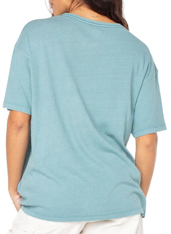 【送料無料】 ロキシー レディース Tシャツ トップス Roxy Women's Folk Mountain Oversized Short Sleeve T-Shirt Mineral Blue