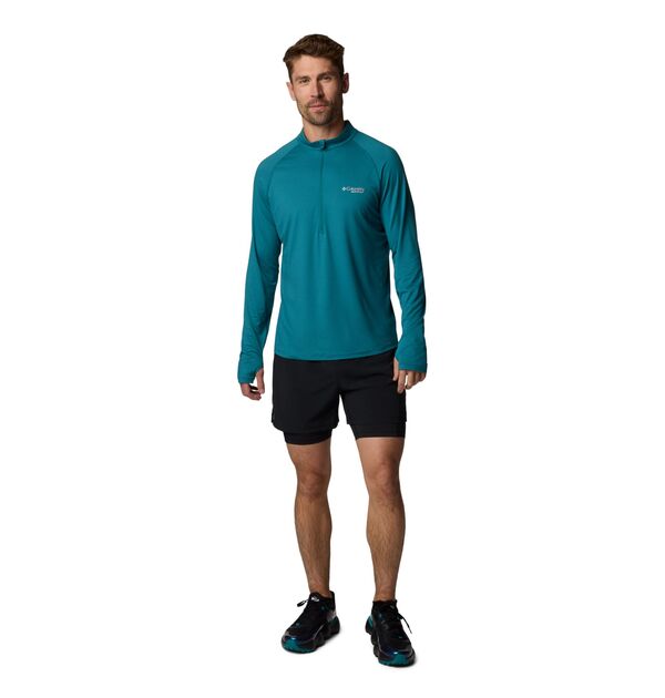 【送料無料】 コロンビア メンズ Tシャツ トップス Columbia Men's Endless Trail 1/2 Zip Mesh Long Sleeve T-Shirt River Blue