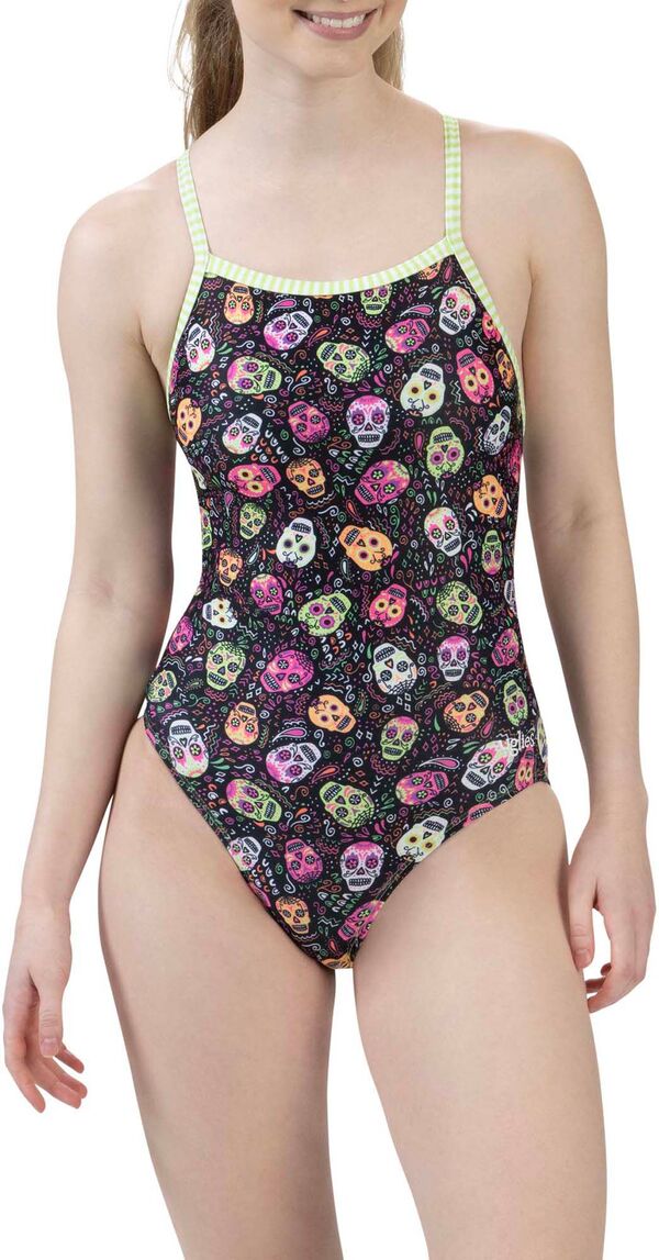 【送料無料】 ドルフィン レディース 上下セット 水着 Dolfin Women's Uglies Crossbones Printed One Piece Swimsuit Crossbones