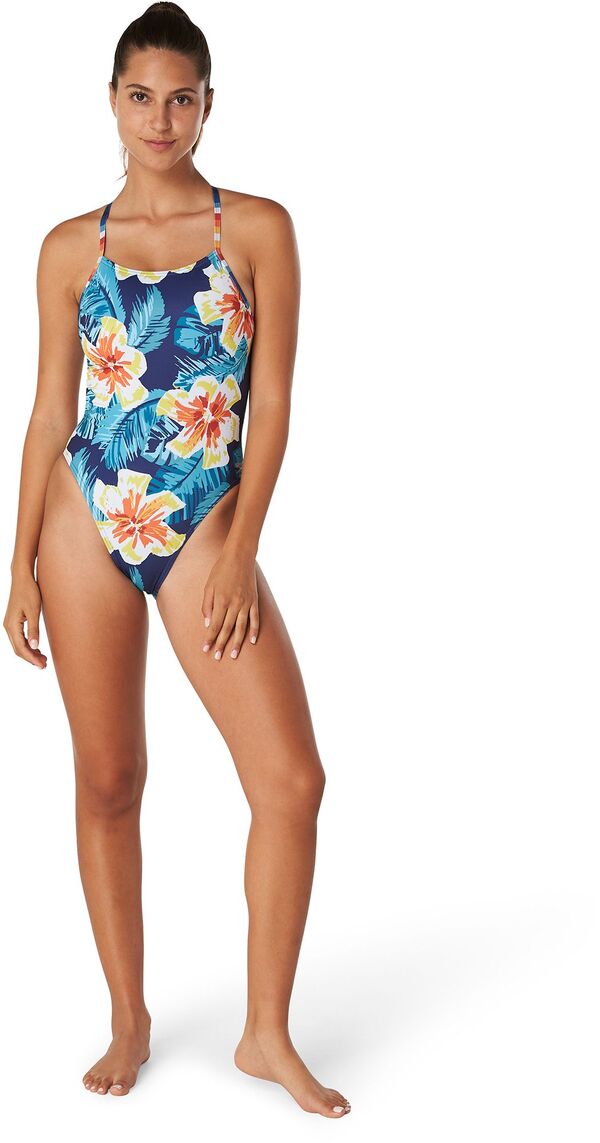 【送料無料】 スピード レディース 上下セット 水着 Speedo Women's Double Lace Back One-Piece Swimsuit Blue Floral