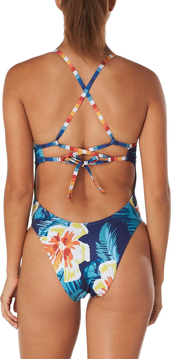 【送料無料】 スピード レディース 上下セット 水着 Speedo Women's Double Lace Back One-Piece Swimsuit Blue Floral