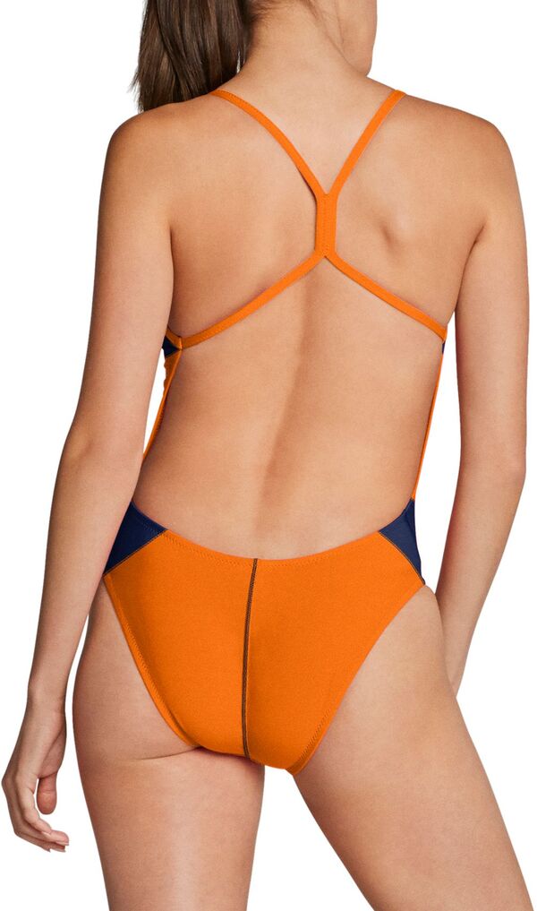【送料無料】 スピード レディース 上下セット 水着 Speedo Women's Edge Splice One-Piece Swimsuit Black/Orange