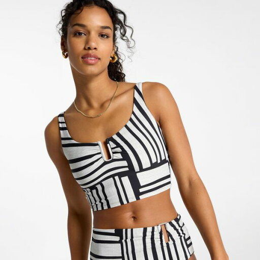 【送料無料】 キャリー レディース トップのみ 水着 CALIA Women's U-Bar Long Line Bikini Swim Top Graphic Print Black 【送料無料】 キャリー レディース トップのみ 水着 CALIA Women's U-Bar Long Line Bikini Swim Top Graphic Print Black
