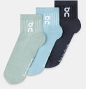【送料無料】 オンジー メンズ 靴下 アンダーウェア On Adult Logo Quarter Socks - 3 Pack Wash/Navy