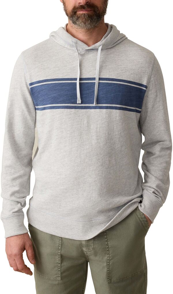 ファレティ メンズ アウター パーカー・スウェット Faherty Men'sunwashed Slub Hoodie Lght Gry Hthr Surf Stripe ストライプ