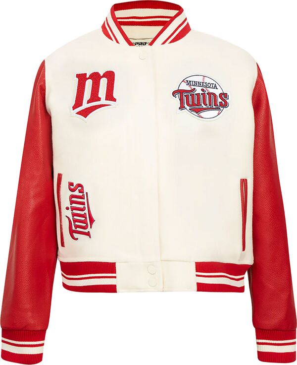 【送料無料】 プロスタンダード レディース ジャケット・ブルゾン アウター Pro Standard Women's Minnesota Twins Cream Classic Varsity Jacket(4)