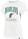 【送料無料】 フォーティーセブン レディース Tシャツ トップス '47 Women's Miami Marlins White Wash Frankie T-Shirt(4)