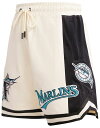 【送料無料】 プロスタンダード メンズ ハーフパンツ・ショーツ ボトムス Pro Standard Men's Miami Marlins Retro Double Knit 2.0 Shorts Cream