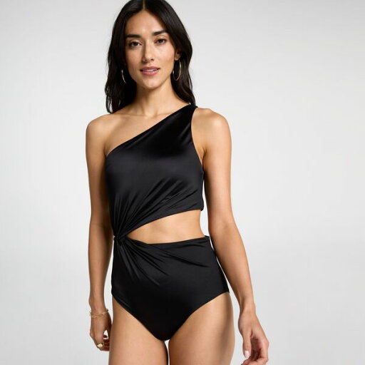 【送料無料】 キャリー レディース 上下セット 水着 CALIA Women's Swim One Shoulder Cutout One Piece Swimsuit Pure Black 【送料無料】 キャリー レディース 上下セット 水着 CALIA Women's Swim One Shoulder Cutout One Piece Swimsuit Pure Black