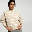【送料無料】 キャリー レディース パーカー・スウェット アウター CALIA Women's Scuba Ottoman Crew Neck Khaki Sand Stripe
