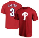 【送料無料】 ファナティクス レディース Tシャツ トップス MLB Adult Philadelphia Phillies Red Bryce Harper #3 Big and Tall T-Shirt