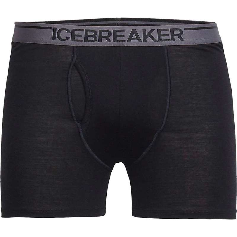 アイスブレーカー メンズ ボクサーパンツ アンダーウェア Icebreaker Men's Anatomica with Fly Boxer Black / Monsoon