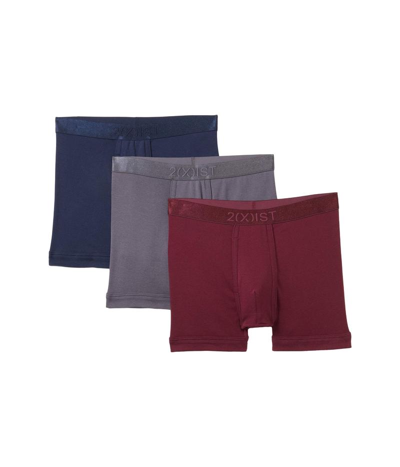 ツーイグジスト メンズ ボクサーパンツ アンダーウェア 3-Pack Pima Cotton Boxer Brief Navy Blazer/Taw