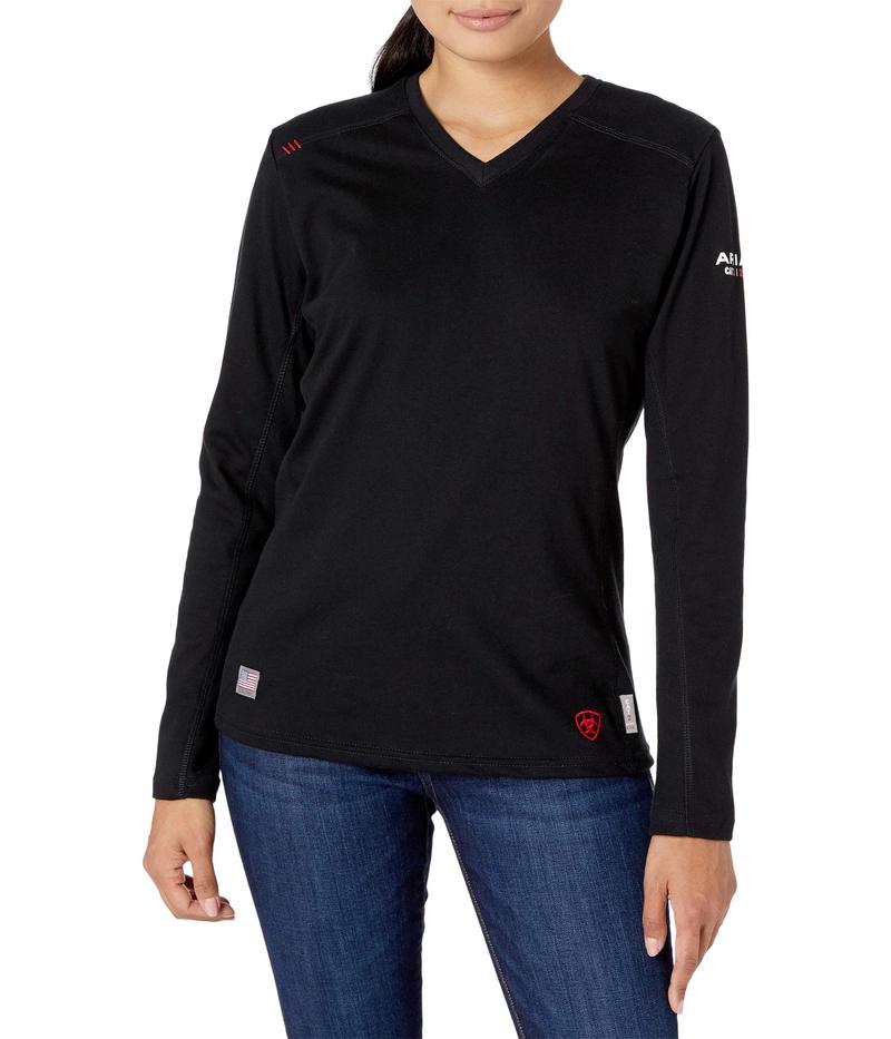 アリアト レディース トップス シャツ Ariat FR AC Crew Top Black ブラック
