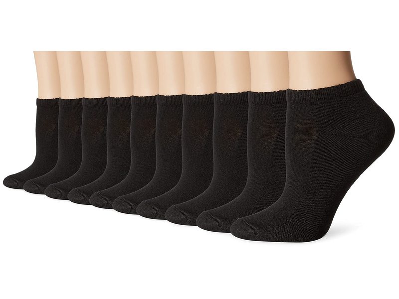 ヘインズ レディース 靴下 アンダーウェア Cool Comfort Ecosmart Low Cut Socks, 10-pair Pack Black