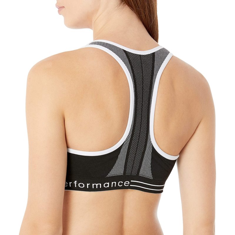 カルバンクライン レディース ブラジャー アンダーウェア Women's Performance Moisture Wicking Medium Impact Reversible Seamless Sports Bra Black/White