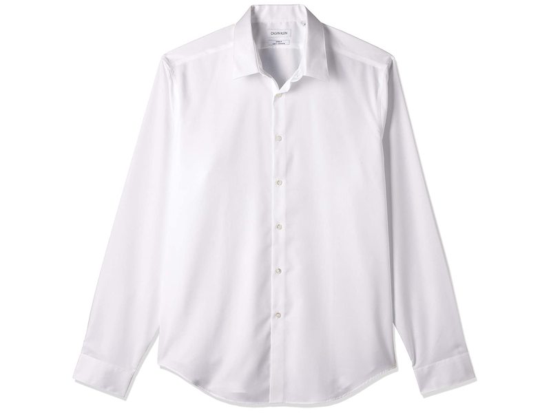 カルバン・クライン カルバンクライン メンズ シャツ トップス Men's Dress Shirt Slim Fit Non Iron Herringbone Spread Collar White